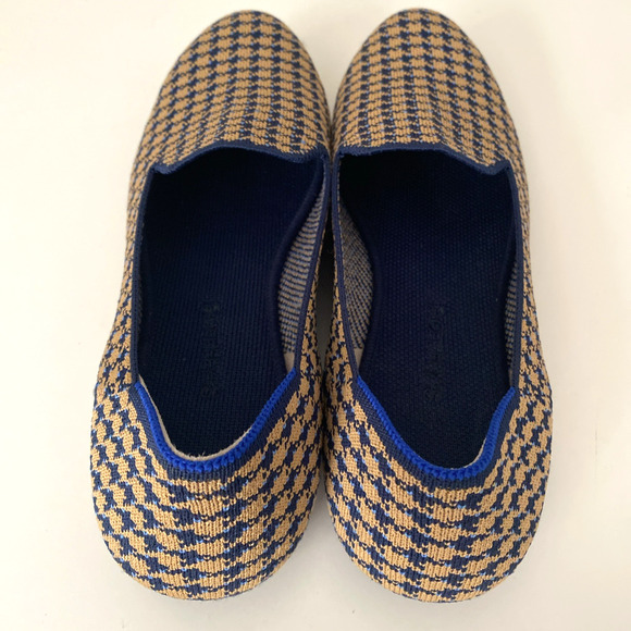 ROTHY'S Sapphire Camel Houndstooth Loafer Flat Slip On Round Toe Brown Blue 12 - Picture 5 of 10